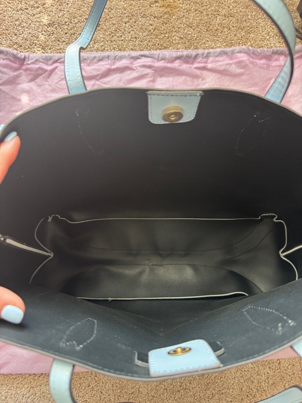 Kate Spade Light Blue Leather Tote with Gold Logo - Picture 11 of 14